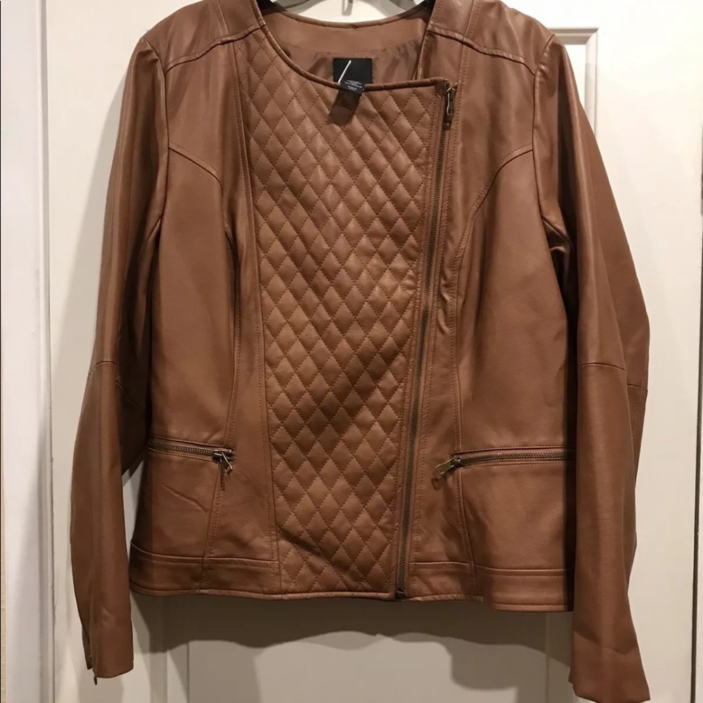 Lane Bryant brown synthetic leather jacket 18/20